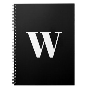 Monogrammen Aangepast zwart wit initiaal elegant Notitieboek