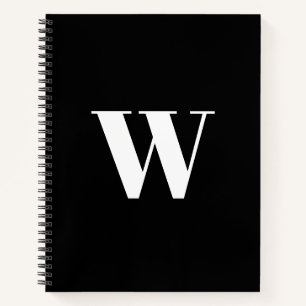 Monogrammen Aangepast zwart wit initiaal elegant Notitieboek