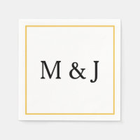 Monogrammen Aangepaste Naam Goud Zwart Modern Huwe