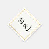 Monogrammen Aangepaste Naam Goud Zwart Modern Huwe Servet (Hoek)