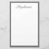 Monogrammen Aangepaste naam Grijze randen Wit Briefpapier (Achterkant)