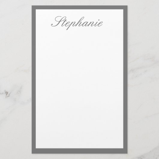 Monogrammen Aangepaste naam Grijze randen Wit Briefpapier (Voorkant)
