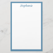 Monogrammen Aangepaste naam Kleur Dusty Blue Weddi Briefpapier (Achterkant)