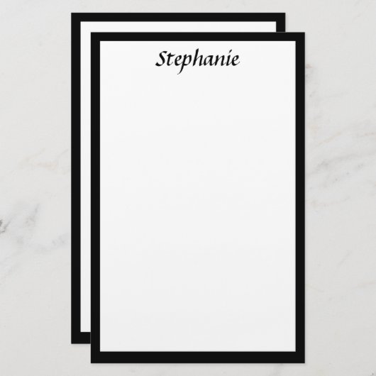 Monogrammen Aangepaste naam Kleur Zwart Borders We Briefpapier (Voorkant / Achterkant)