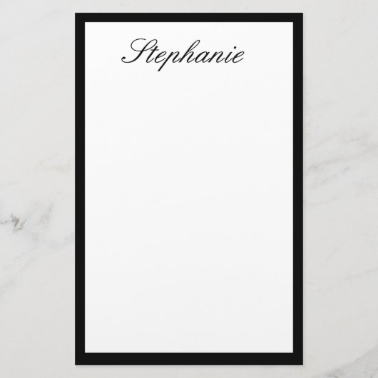 Monogrammen Aangepaste naam Kleur Zwart Randen Bru Briefpapier (Achterkant)