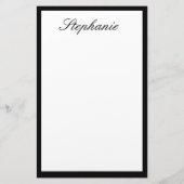 Monogrammen Aangepaste Naam Zwart Wit Minimale Bru Briefpapier (Achterkant)