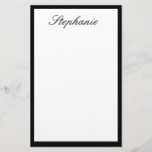 Monogrammen Aangepaste Naam Zwart Wit Minimale Bru Briefpapier (Voorkant)