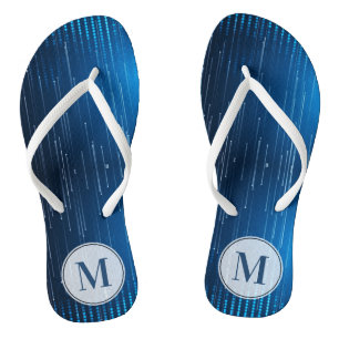 Monogrammen Abstract blauw wit patroon Teenslippers