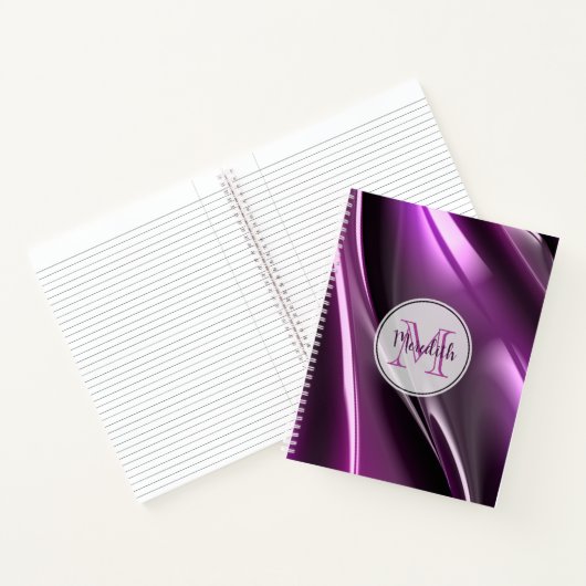 Monogrammen Abstract Paars 3D Grafisch Notitieboek (Binnen)