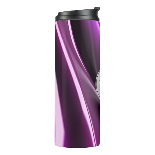 Monogrammen Abstracte Paarse 3D Art Thermosbeker (Gedraaid links)