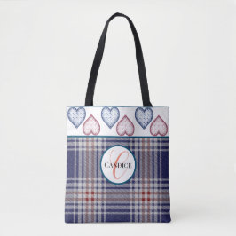 Monogrammen Amerikaans rood-wit en blauw speldenTa Tote Bag
