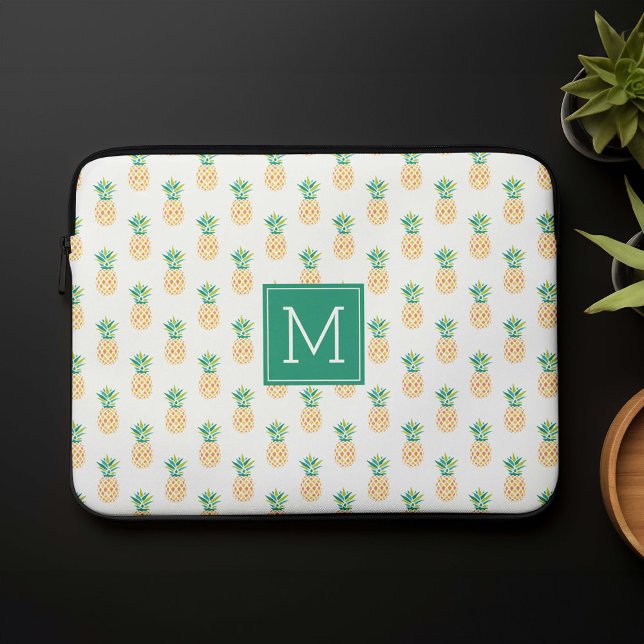 Monogrammen anananas Patroon Laptop Sleeve (Creator heeft geüpload)