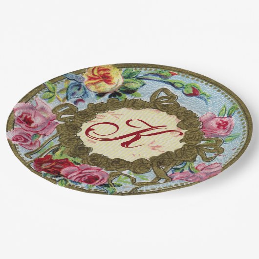 Monogrammen Antiek Frans Roos Picnic Paper Bord (Gekanteld)