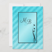 Monogrammen Aqua, Black Floral Stripe Invitation Kaart (Voorkant)
