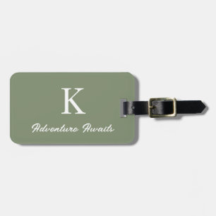 Monogrammen Avontuur Wachten op Sage Green Gift Fa Bagagelabel