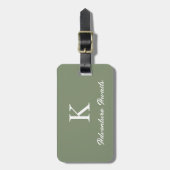 Monogrammen Avontuur Wachten op Sage Green Gift Fa Bagagelabel (Voorkant verticaal)