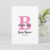 Monogrammen Baby shower Roze Wit Schattige Eenvoud Kaart (Staand voorkant)