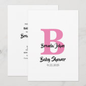 Monogrammen Baby shower Roze Wit Schattige Eenvoud Kaart (Voorkant / Achterkant)