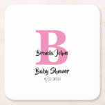 Monogrammen Baby shower Roze Wit Schattige Eenvoud Kartonnen Onderzetters<br><div class="desc">Ontworpen met tekst sjablonen voor monogrammed initiaal & naam die u kunt aanpassen! Geweldig voor het baby shower feest, maar je kunt de tekst ook bewerken voor een ander evenement!</div>