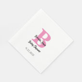 Monogrammen Baby shower Roze Wit Schattige Elegant Servet (Hoek)