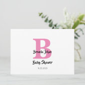 Monogrammen Baby shower Roze Wit Schattige Trendy Kaart (Staand voorkant)