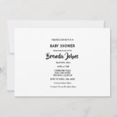 Monogrammen Baby shower Roze Wit Schattige Trendy Kaart (Achterkant)