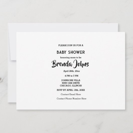 Monogrammen Baby shower Roze Wit Schattige Trendy Kaart (Achterkant)