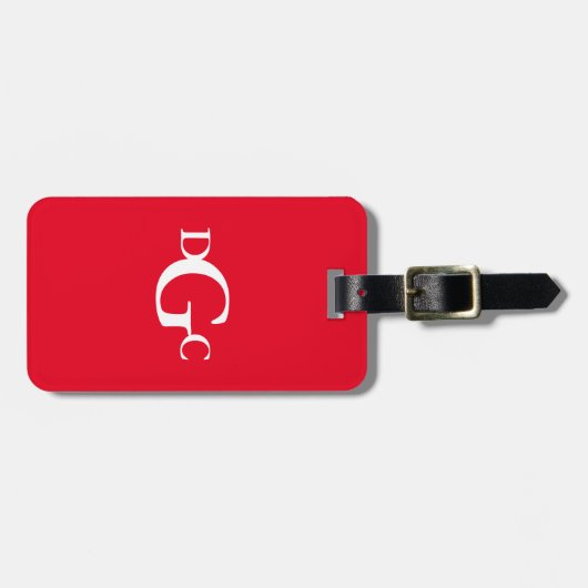 Monogrammen Bagagelabel Rood en Wit (Voorkant horizontaal)