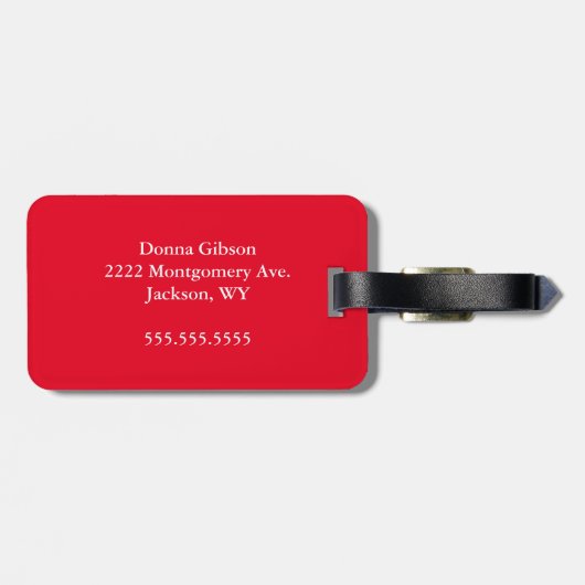 Monogrammen Bagagelabel Rood en Wit (Achterkant horizontaal)