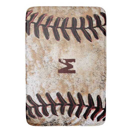 Monogrammen  Baseball Bath Rug for Man Cave Badmat (Voorkant Verticaal)