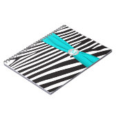Monogrammen Black Aqua White Zebra Stripe Notitieb Notitieboek (Linkerzijde)