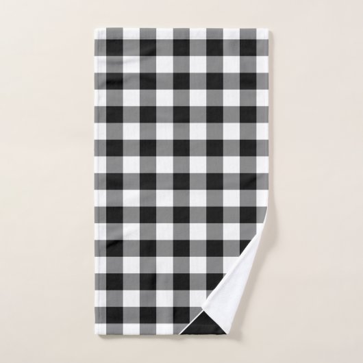 Monogrammen Black White Buffalo Check Pattern Bad Handdoek (Handdoek)