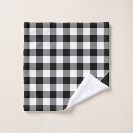 Monogrammen Black White Buffalo Check Pattern Bad Handdoek (Wasdoekje)
