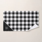 Monogrammen Black White Buffalo Check Pattern Bad Handdoek (Handdoek)