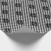 Monogrammen Black White Buffalo Check Pattern Cadeaupapier (Hoek)