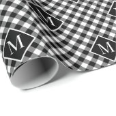 Monogrammen Black White Buffalo Check Pattern Cadeaupapier (Rol Hoek)