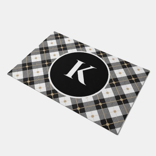 Monogrammen Black White Gold Pset Deurmat (Schuin)