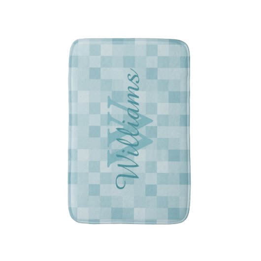 Monogrammen blauwgroen blauw mozaïektegelpatroon b badmat (Voorkant Verticaal)