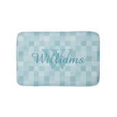 Monogrammen blauwgroen blauw mozaïektegelpatroon b badmat (Voorkant)