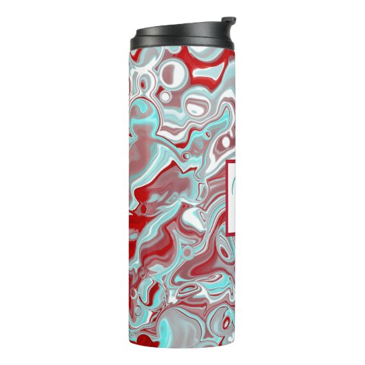 Monogrammen Blauwgroen, Bourgogne, rode en witte m Thermosbeker (Gedraaid links)