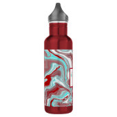 Monogrammen Blauwgroen, Bourgogne, rode en witte m Waterfles (Links)