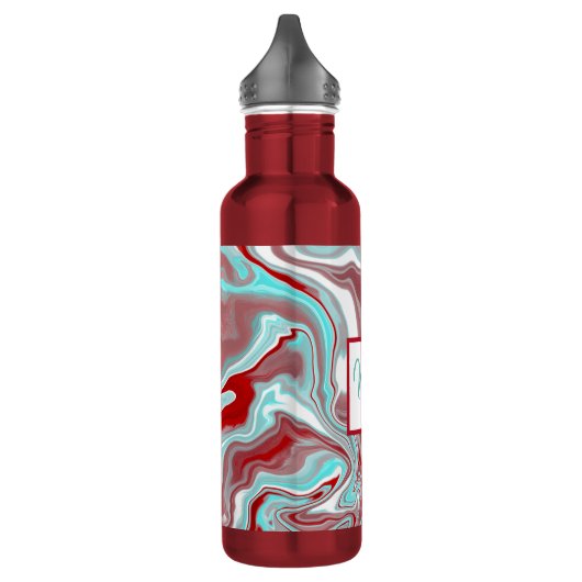 Monogrammen Blauwgroen, Bourgogne, rode en witte m Waterfles (Links)