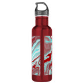 Monogrammen Blauwgroen, Bourgogne, rode en witte m Waterfles (Achterkant)