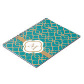 Monogrammen Blauwgroen en Gold Moroccan Notitieboek (Linkerzijde)