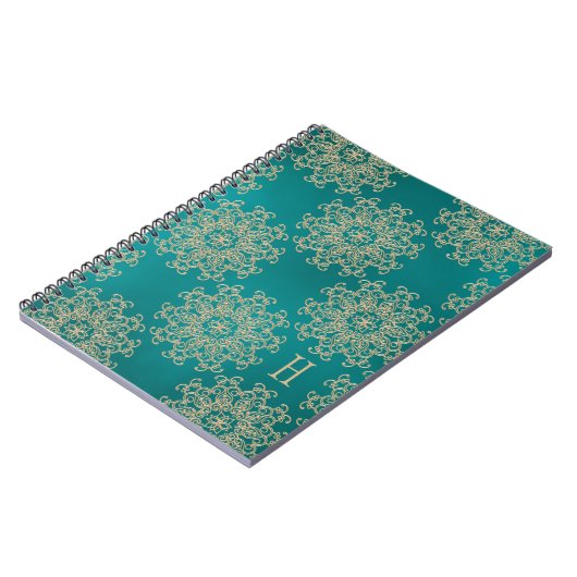 Monogrammen Blauwgroen en Gold Notebook Journal Notitieboek (Linkerzijde)