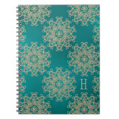 Monogrammen Blauwgroen en Gold Notebook Journal Notitieboek (Voorkant)