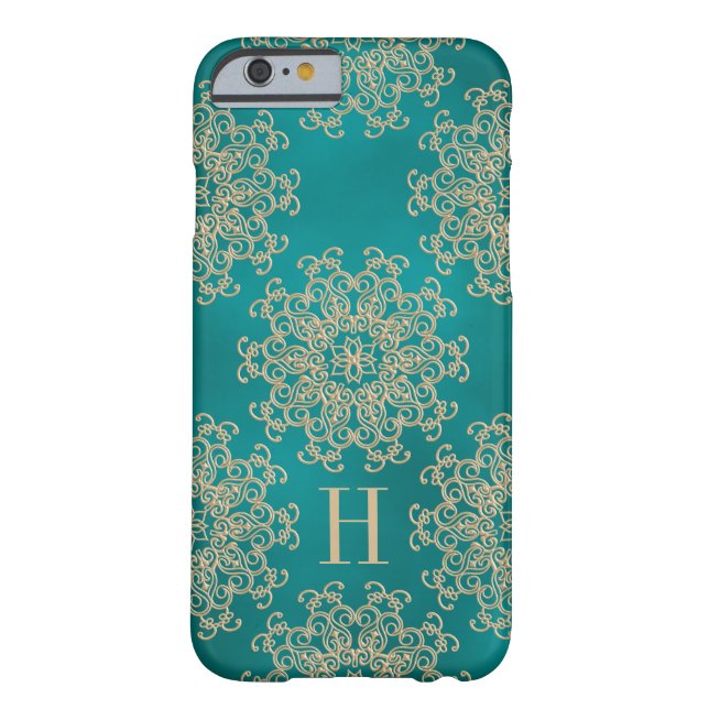Monogrammen Blauwgroen en goudexotische meeuw Case-Mate iPhone Case (Achterkant)