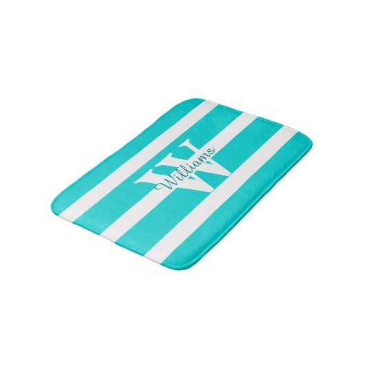 Monogrammen Blauwgroen en White Bath Mat (Gekanteld)