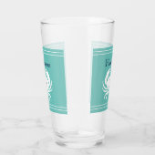 Monogrammen Blauwgroen marine Blue White Crab Naut Glas (Rechts)