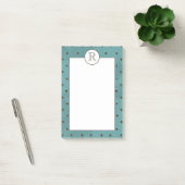 Monogrammen, blauwgroen met bruine stippen post-it® notes (Kantoor)
